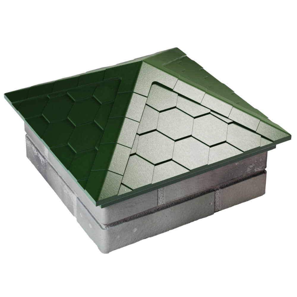 Колпак Zking Эверест Зеленый на столб 1.5х1.5 кирпича (390х390мм) в Новочеркасске фото
