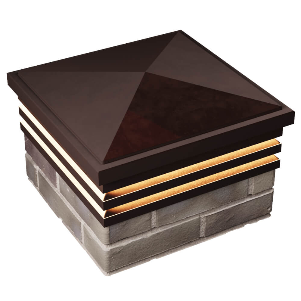 Колпак Zking Бона ХайТек Коричневый на столб 1.5х1.5 кирпича (385х385мм) с подсветкой в Новочеркасске фото