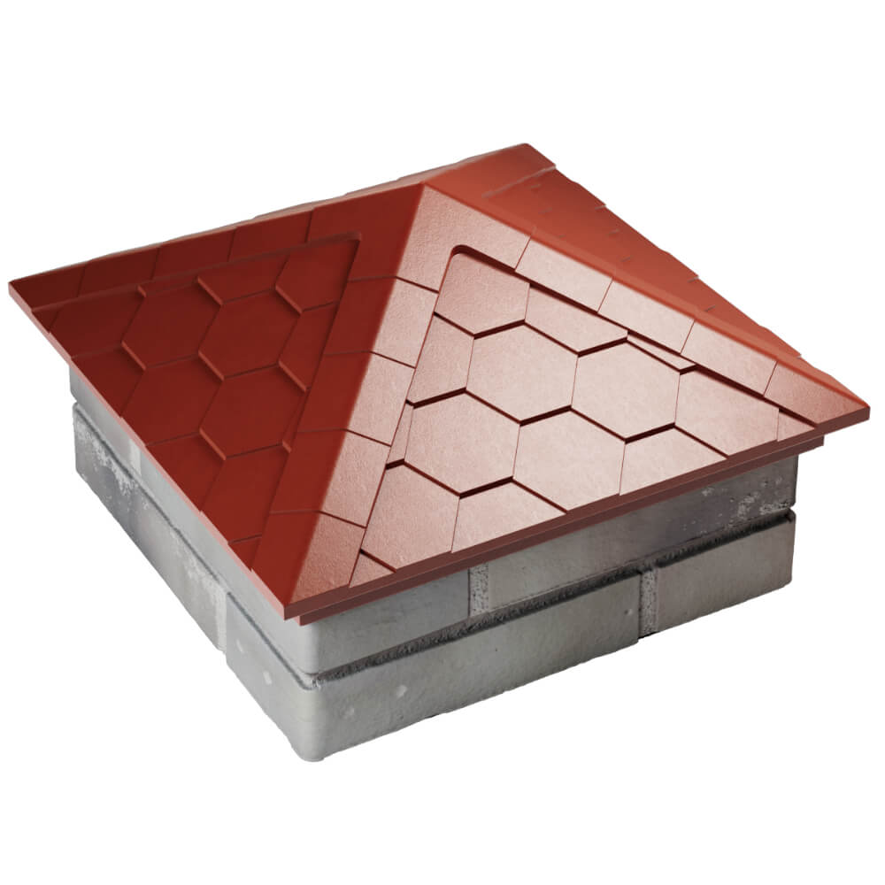 Колпак Zking Эверест Красный на столб 1.5х1.5 кирпича (390х390мм) в Новочеркасске фото