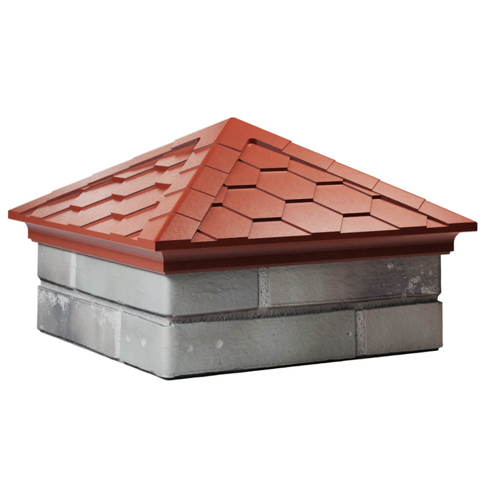 Колпак Zking Эверест Красный на столб 1.5х1.5 кирпича (390х390мм) в Новочеркасске фото