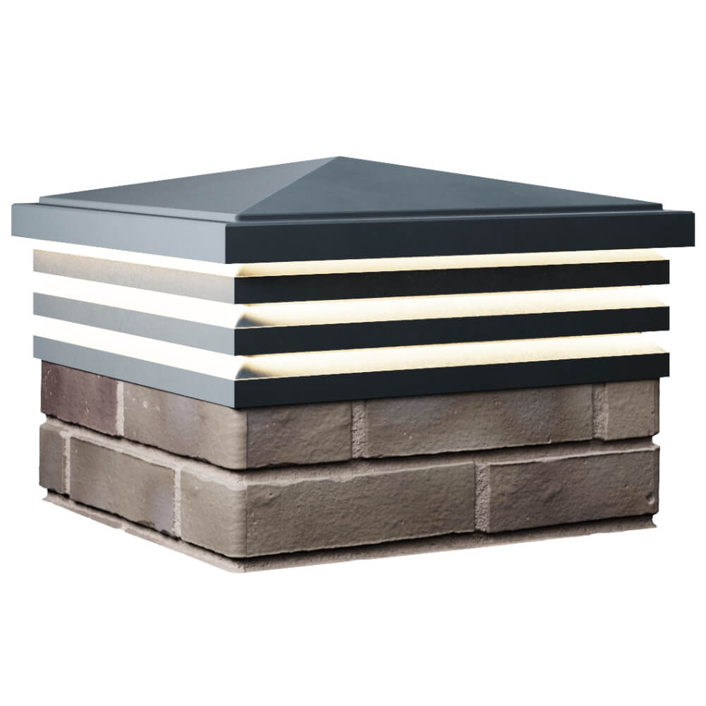 Колпак Zking Бона ХайТек Серый на столб 1.5х1.5 кирпича (385х385мм) с подсветкой в Новочеркасске фото