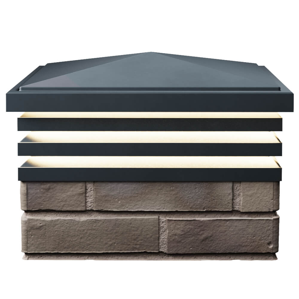 Колпак Zking Бона ХайТек Серый на столб 1.5х1.5 кирпича (385х385мм) с подсветкой в Новочеркасске фото