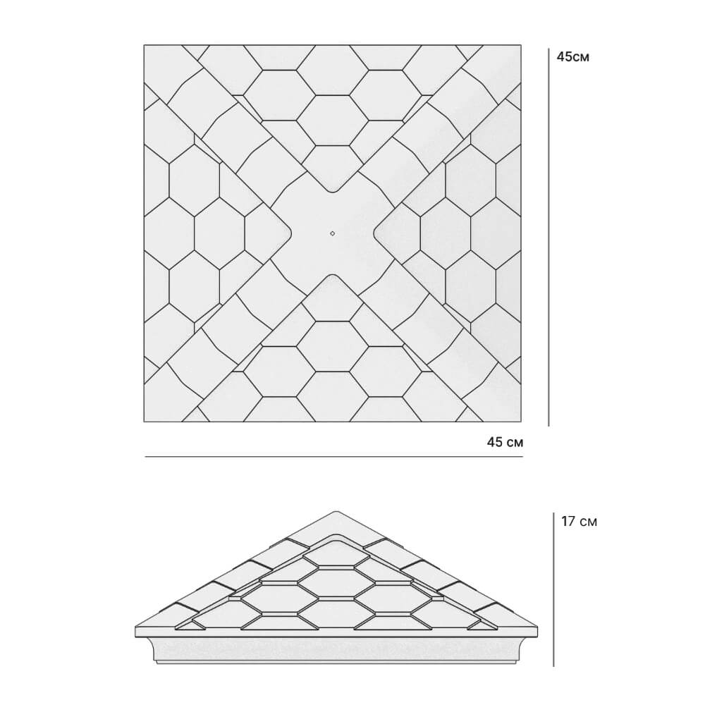 Колпак Zking Эверест Серый на столб 1.5х1.5 кирпича (390х390мм) в Новочеркасске фото
