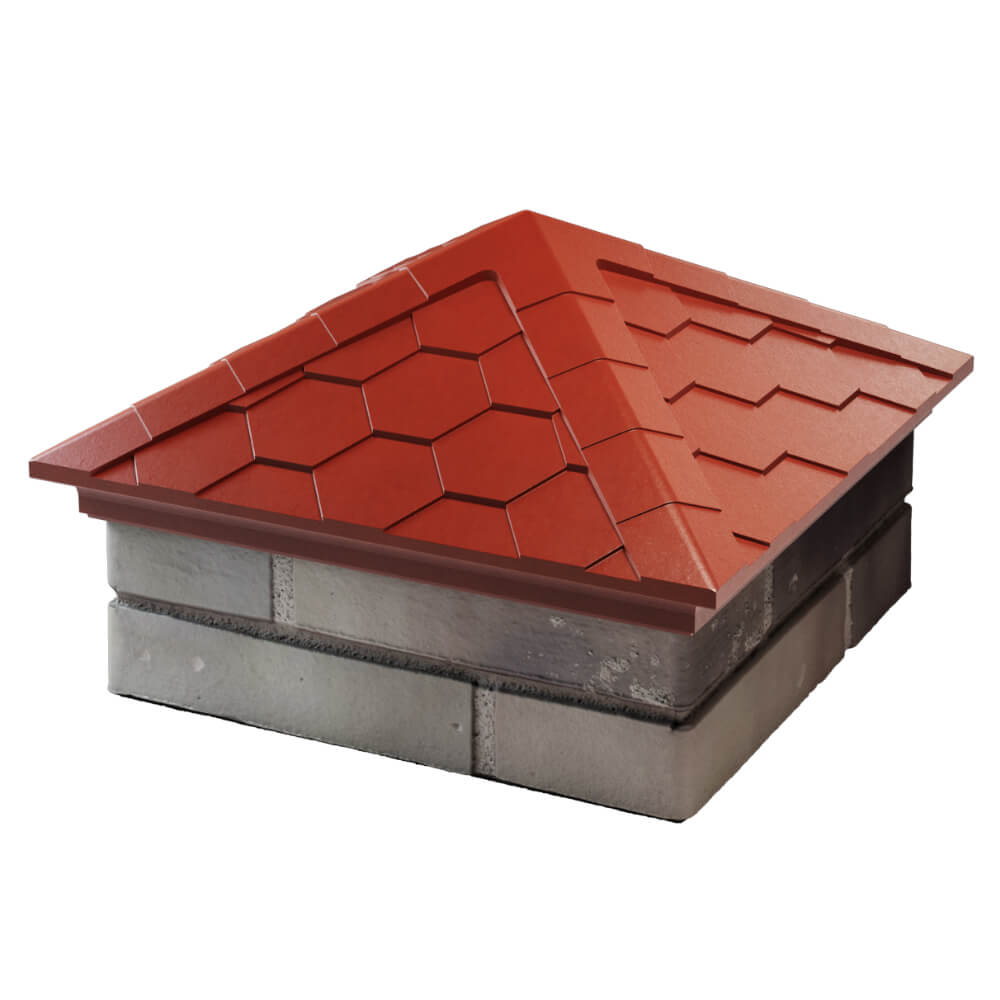 Колпак Zking Эверест Красный на столб 1.5х1.5 кирпича (390х390мм) в Новочеркасске фото