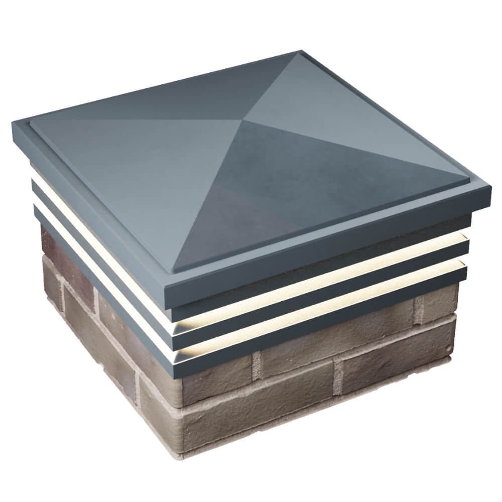 Колпак Zking Бона ХайТек Серый на столб 1.5х1.5 кирпича (385х385мм) с подсветкой в Новочеркасске фото