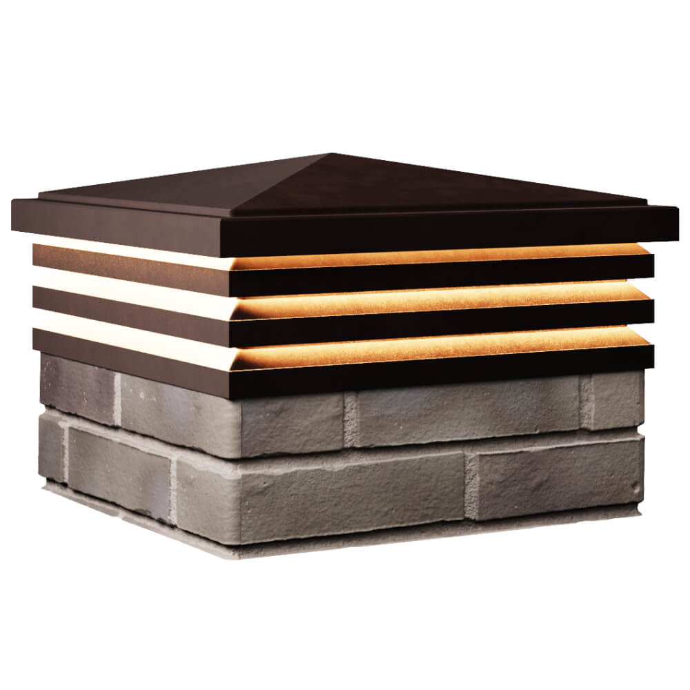 Колпак Zking Бона ХайТек Коричневый на столб 1.5х1.5 кирпича (385х385мм) с подсветкой в Новочеркасске фото