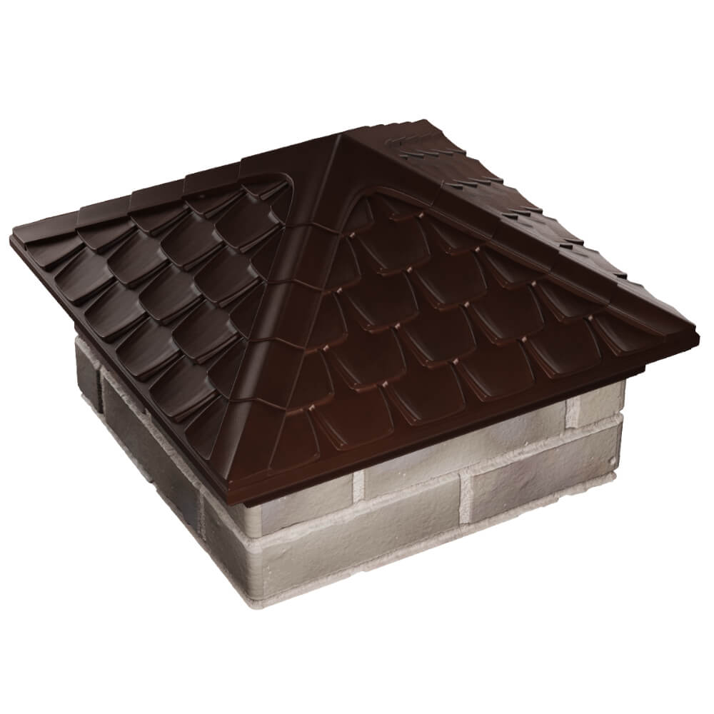 Колпак Zking Эльбрус Коричневый на столб 1.5х1.5 кирпича (385х385мм) в Новочеркасске фото