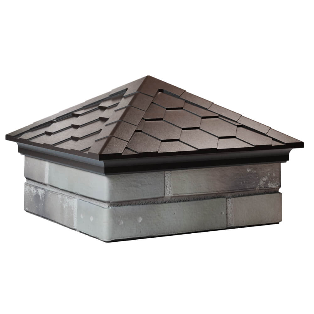 Колпак Zking Эверест Коричневый на столб 1.5х1.5 кирпича (390х390мм) в Новочеркасске фото