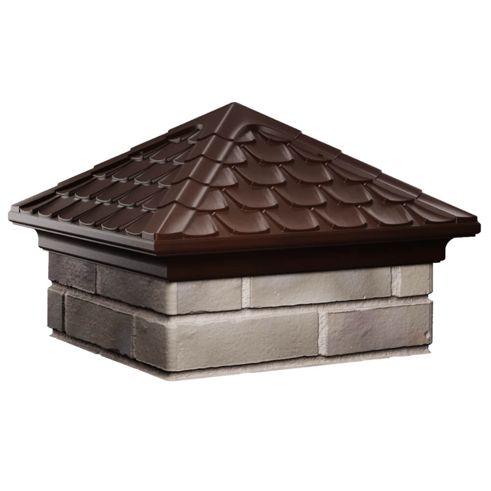 Колпак Zking Эльбрус Коричневый на столб 1.5х1.5 кирпича (385х385мм) в Новочеркасске фото