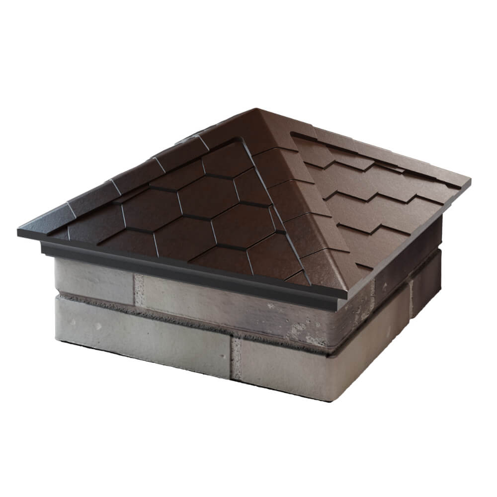 Колпак Zking Эверест Коричневый на столб 1.5х1.5 кирпича (390х390мм) в Новочеркасске фото